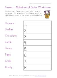 easter alphabetical order