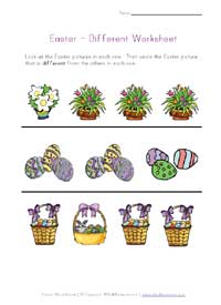 easter different worksheet