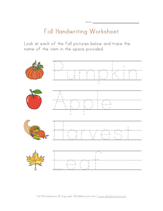 Free Printable Fall Writing Worksheets