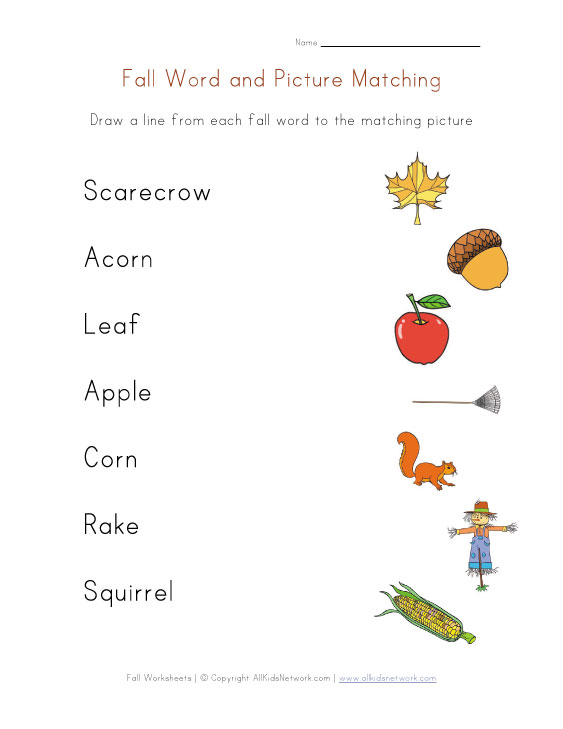 fall word picture match