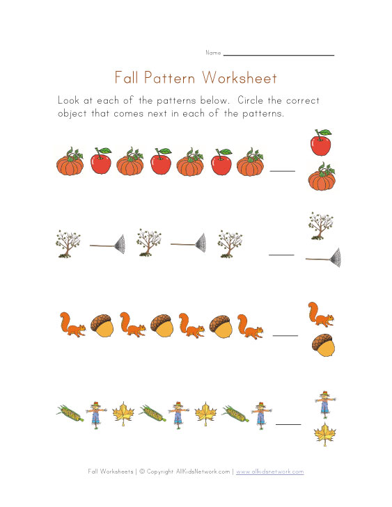 Patterns Worksheet Fall Theme