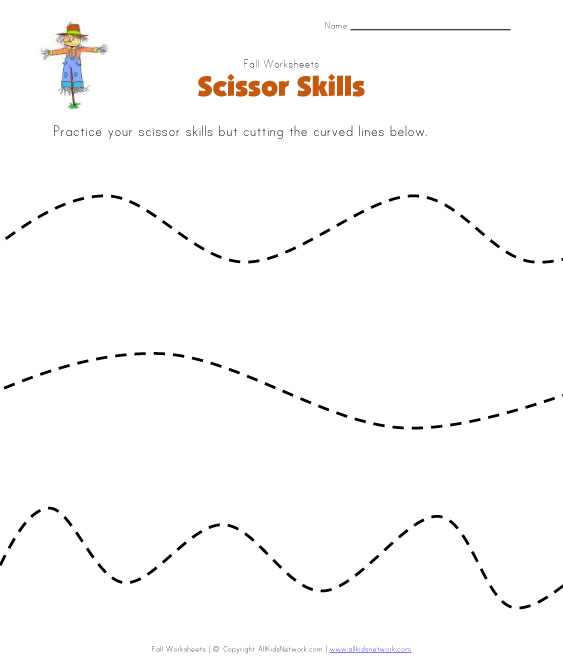 Fall Scissor Skills Worksheet