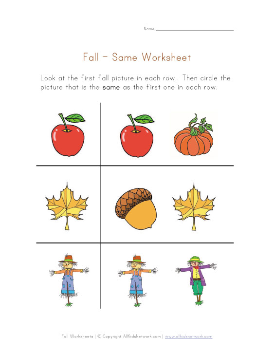 fall same worksheet