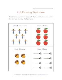 autumn counting worksheet