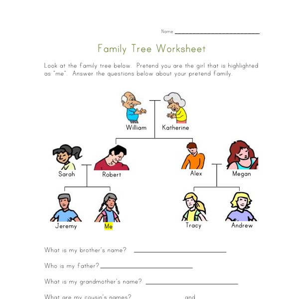 Family Tree Worksheet for Kids | All Kids Network