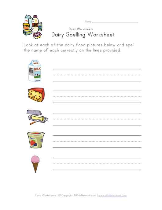 Spelling Dairy Foods