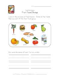 fruit food group worksheet