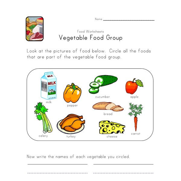Vegetable Food Group Worksheet All Kids Network