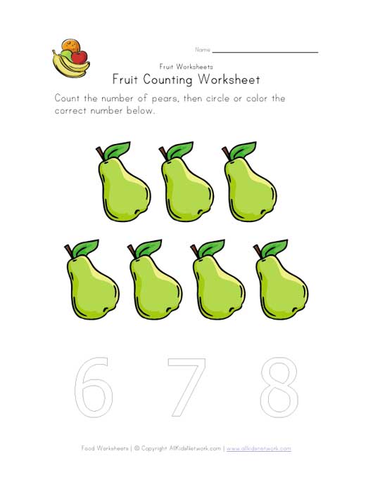 fruit counting worksheet