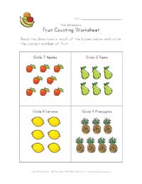 fruit counting worksheet