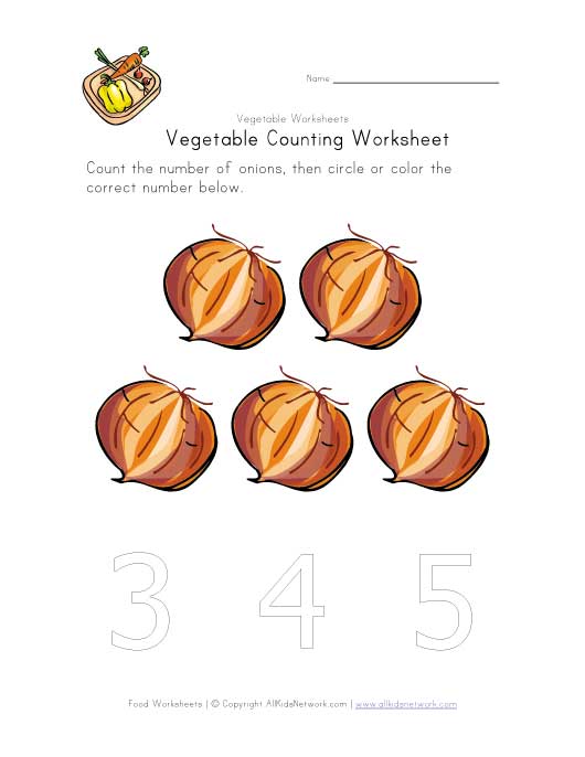 vegetable counting worksheet