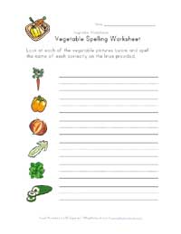 vegetable spelling worksheet