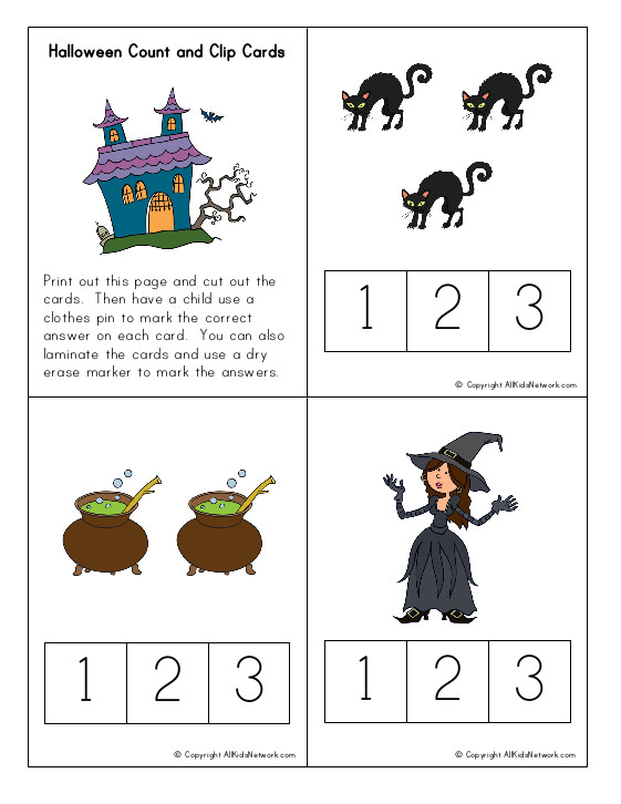 Halloween Count and Clip Cards
