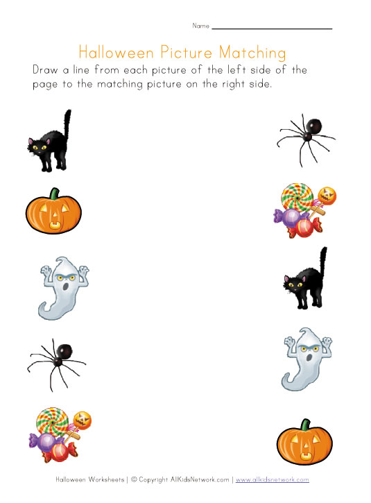 Halloween Picture Matching | Printable Worksheets