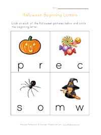 halloween beginning letters worksheet
