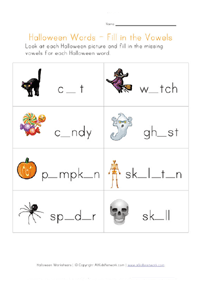 halloween missing letters worksheet