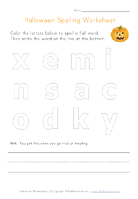 halloween spelling worksheet