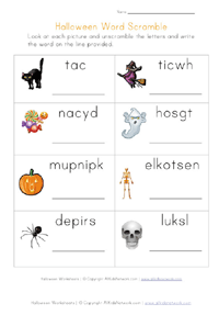 printable halloween word scramble