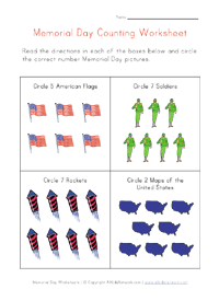 memorial day counting worksheet