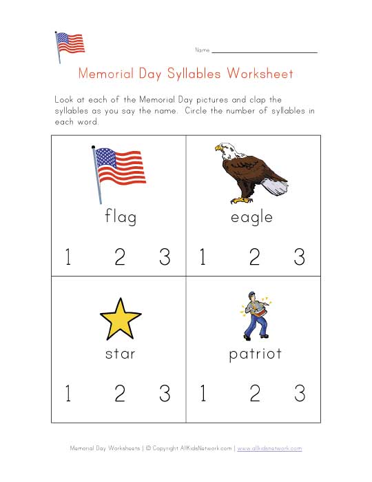 Memorial Day Free Worksheets