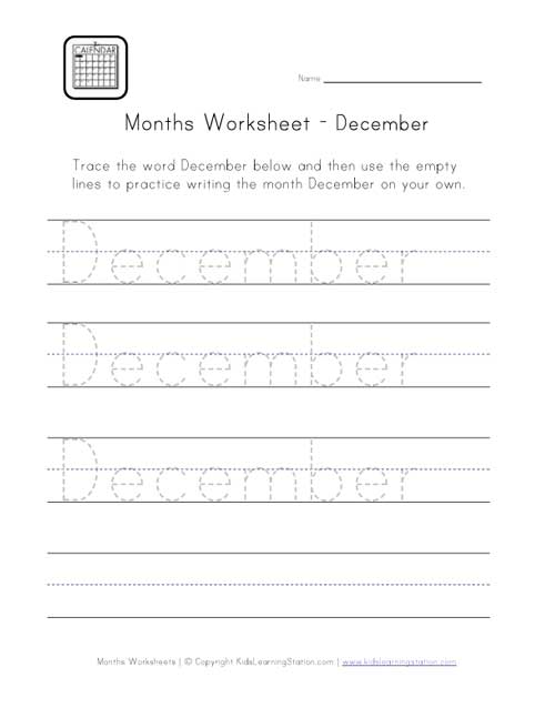 December Worksheet