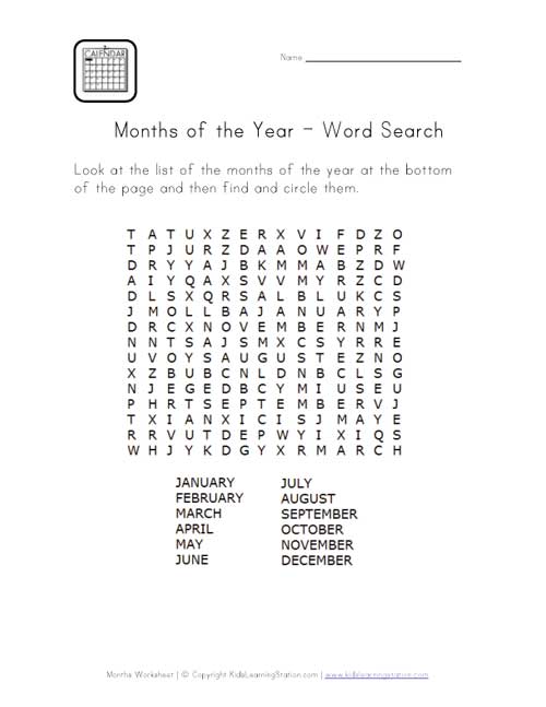 months-word-search