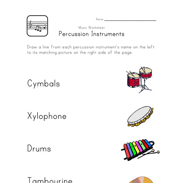 Percussion Instruments Worksheet | All Kids Network