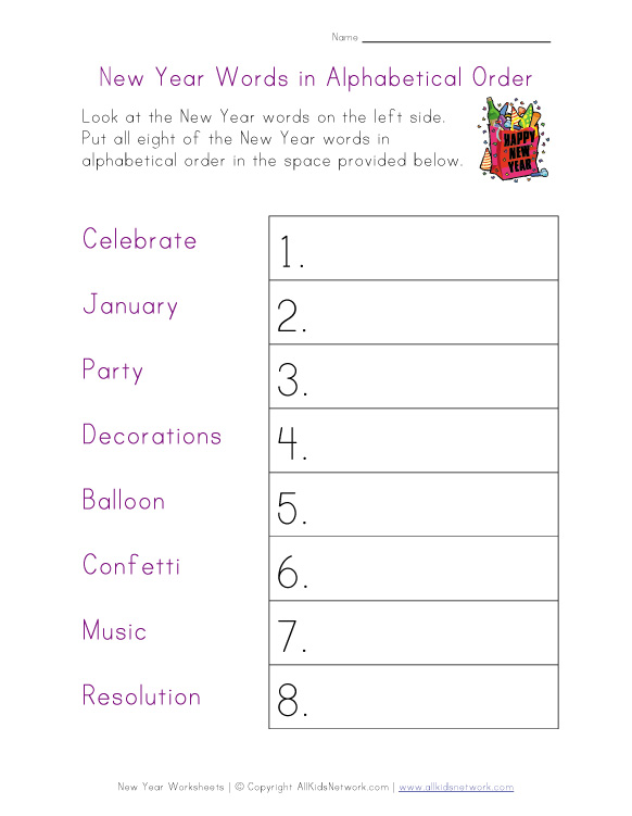 new year printable worksheets new year worksheet alphabetical order new year printable worksheets new year worksheet alphabetical order