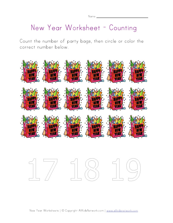 new year counting eighteen worksheet