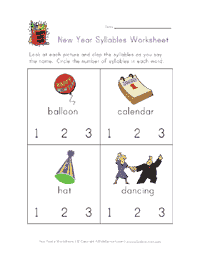 new year syllables worksheet