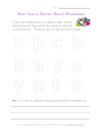 New Year Worksheets for Kids