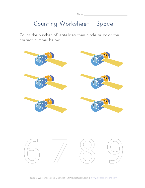 Space Themed Number Six Worksheet