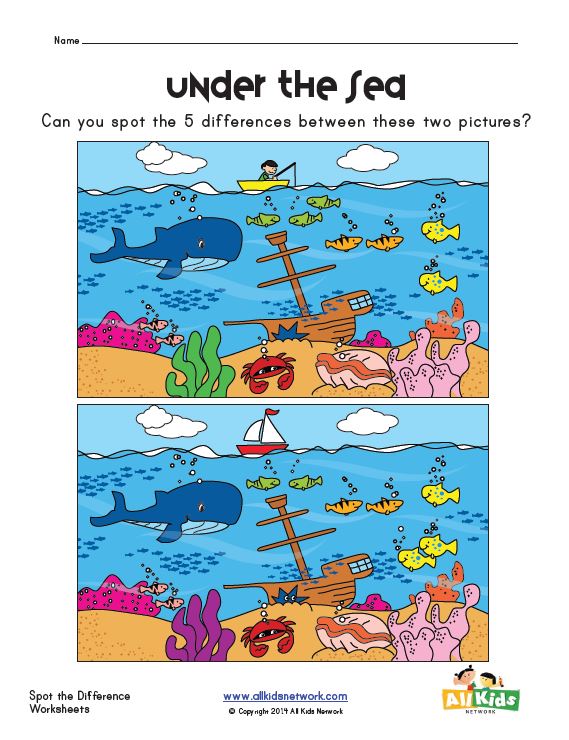Spot the Difference in the Ocean Worksheet