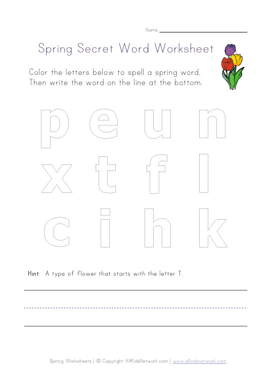 spring secret word worksheet