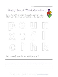 spring secret word worksheet