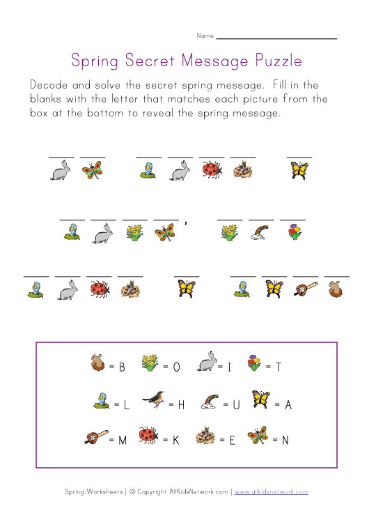 Spring Picture Cryptogram Puzzle