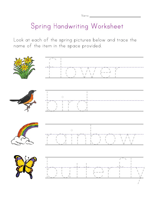 Spring Handwriting Worksheet