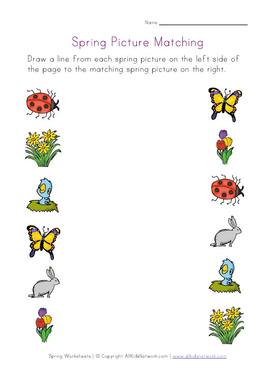 http://www.allkidsnetwork.com/worksheets/spring/spring-picture-matching.asp