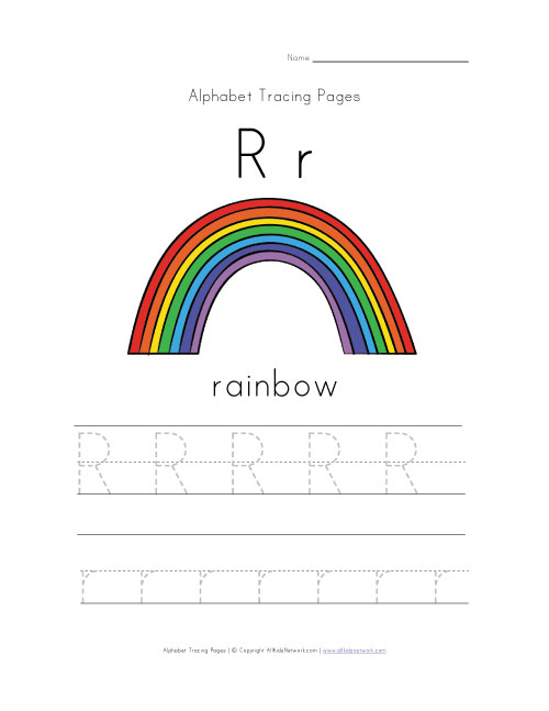Spring Alphabet Worksheet - Letter R is for Rainbow