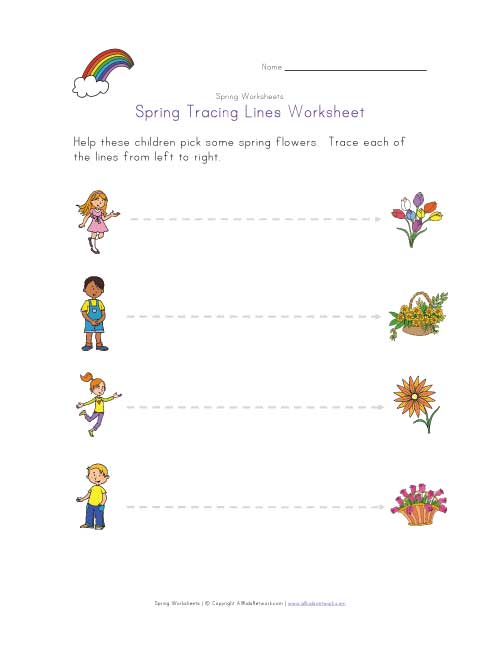 Spring Tracing Lines Worksheet