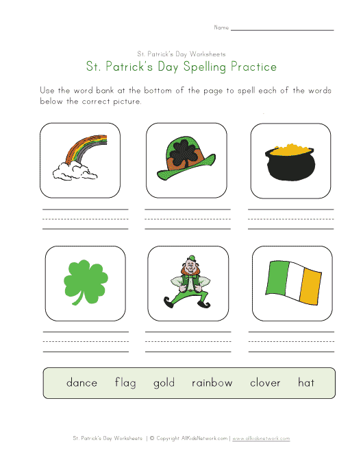 saint patricks day spelling worksheet