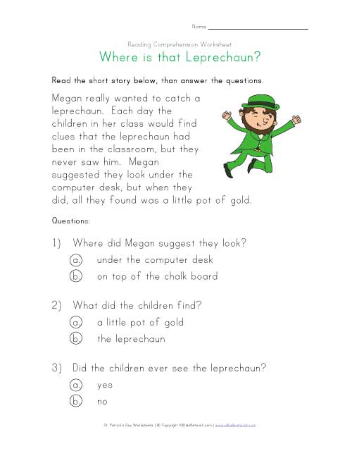 saint patricks day reading activity