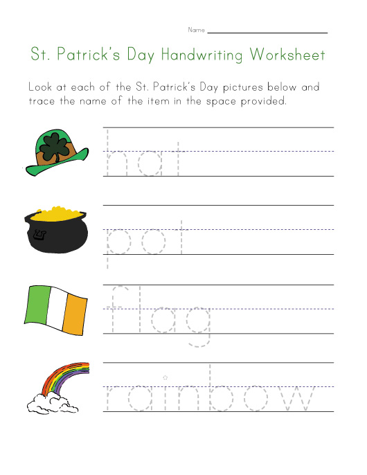 St. Patrick's Day Worksheet - Handwriting