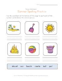 summer spelling practice worksheet