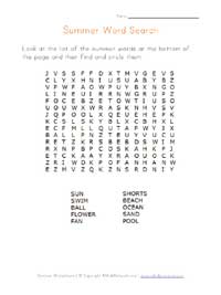 summer word search