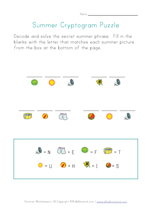 summer printable puzzle