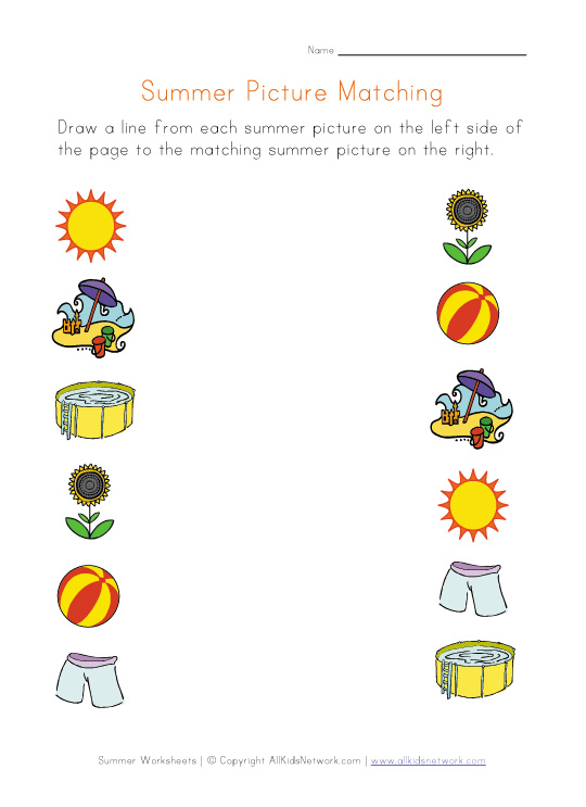 http://www.allkidsnetwork.com/worksheets/summer/summer-picture-matching.asp