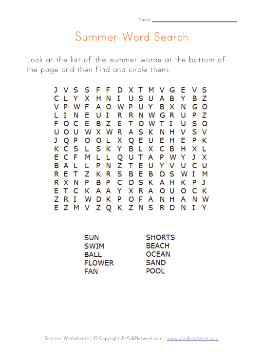 wordsearch for kids. sport word search for kids