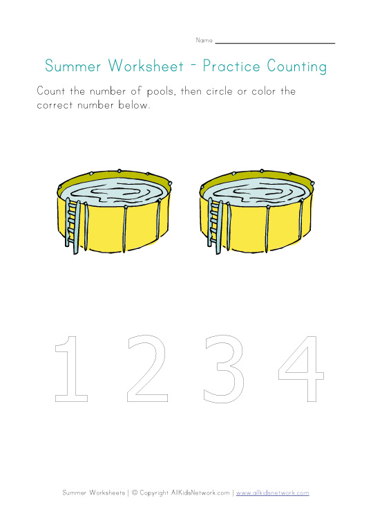 Summer Worksheet - Counting to Two