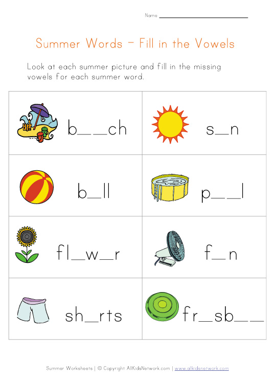 summer word worksheet